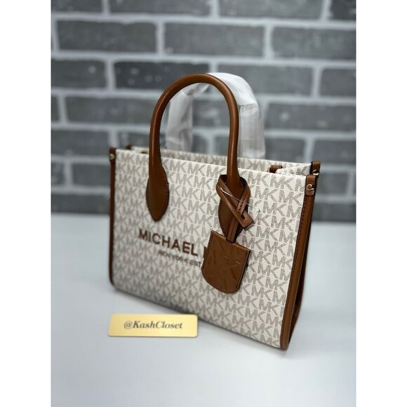 Michael Kors tote mirella small shopper top zip handbag crossbody Vanilla - Picture 4 of 9